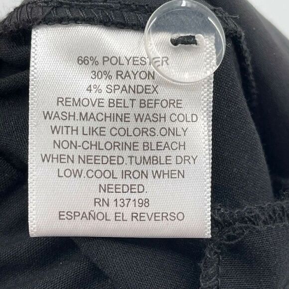 Danielle Bernstein Black Pleated Belted Paperbag Waist Straight Leg Pants Small - Picture 9 of 10